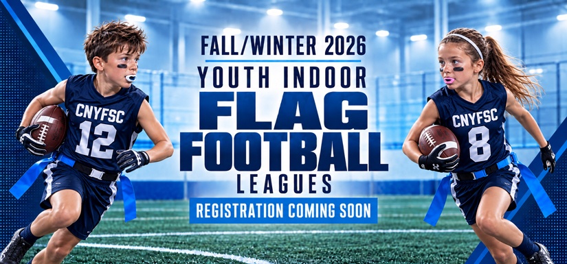 Indoor flag football leagues for players and teams ages 8 to 17.